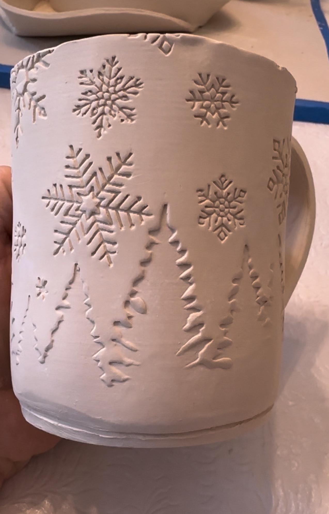 Pine Tree and Snow Flake Pottery Texture Roller